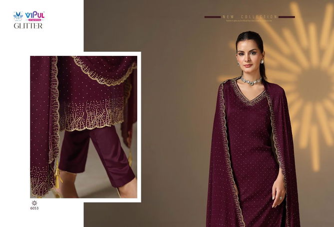 Glitter By Vipul Satin Chiffon Designer Salwar Kameez Wholesale Price In Surat